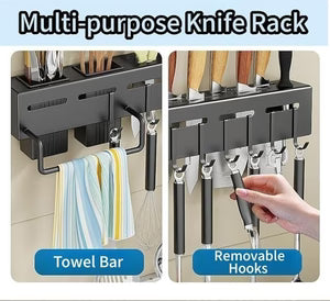 Wall-Mounted Kitchen Knife & Utensil Organizer Rack
